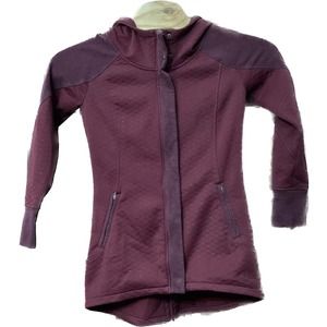 The North Face Burgundy Long Hooded Quilted Sweater Woman Size‎ Small Petite S/P